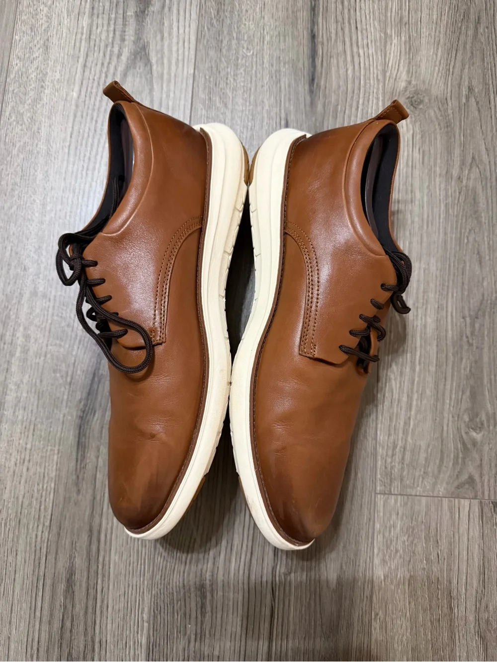 Cole Haan Tan Leather Derby Sneakers with Cream Sole